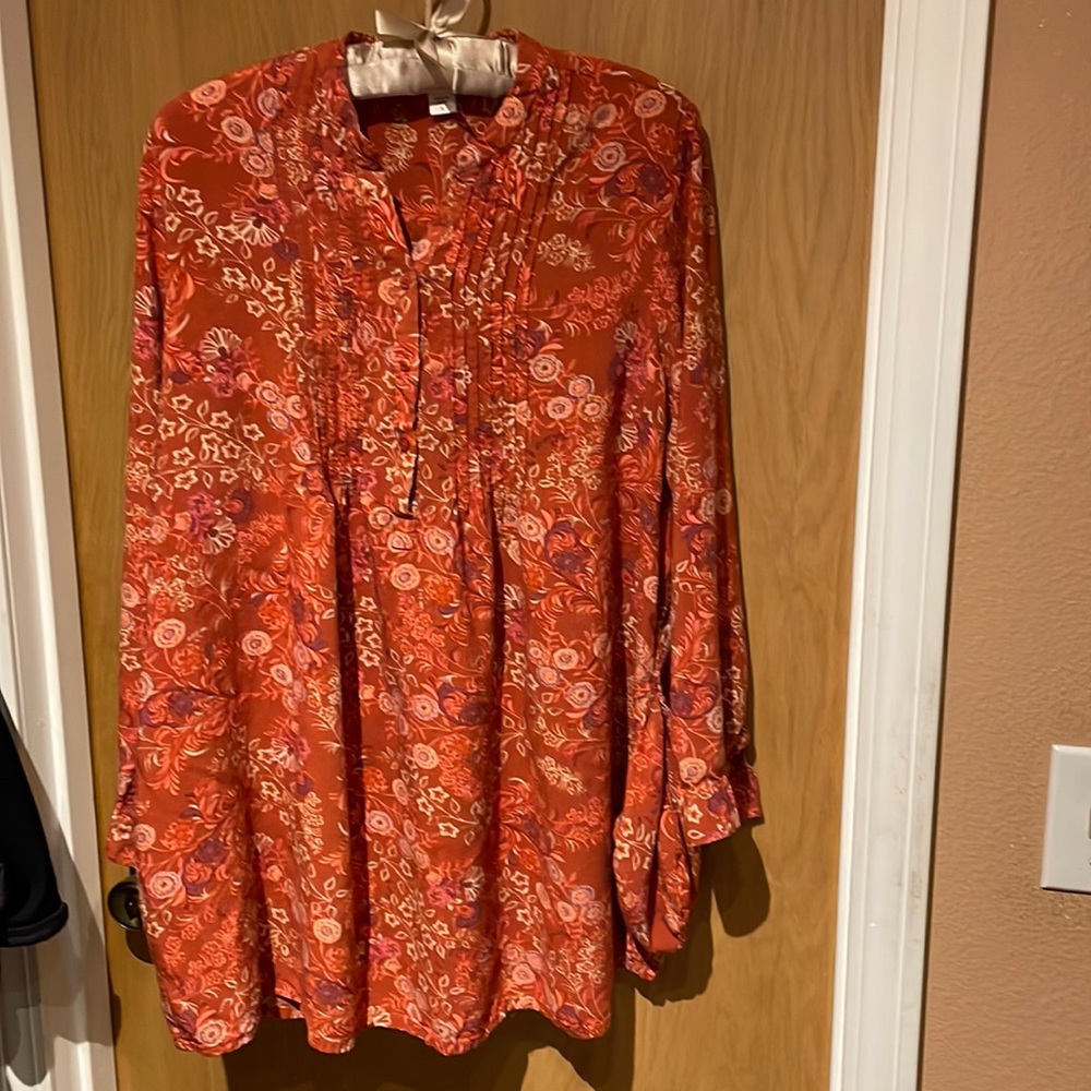 Rust/Orange color Cold Water Creek blouse. Size Large